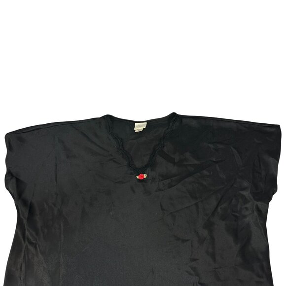 Secret Treasures Black Short Sleeve Nightshirt Sleepwear Plus SZ 3X Rose Accent - Picture 7 of 11